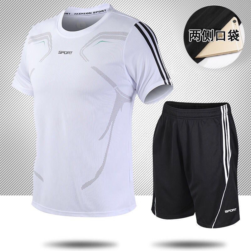 2-piece Men short-sleeved suit menshort-sleeved T-shirt &amp; Polos and shorts casual two-piece suit