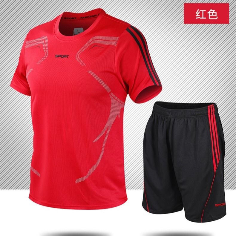 2-piece Men short-sleeved suit menshort-sleeved T-shirt &amp; Polos and shorts casual two-piece suit