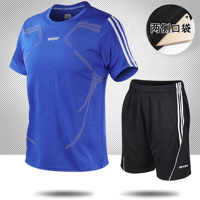 2-piece Men short-sleeved suit menshort-sleeved T-shirt &amp; Polos and shorts casual two-piece suit