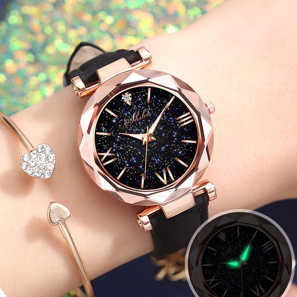 Luxury Women Watch Unisex Stars Starry Frosted Belt Watch Women Watches
