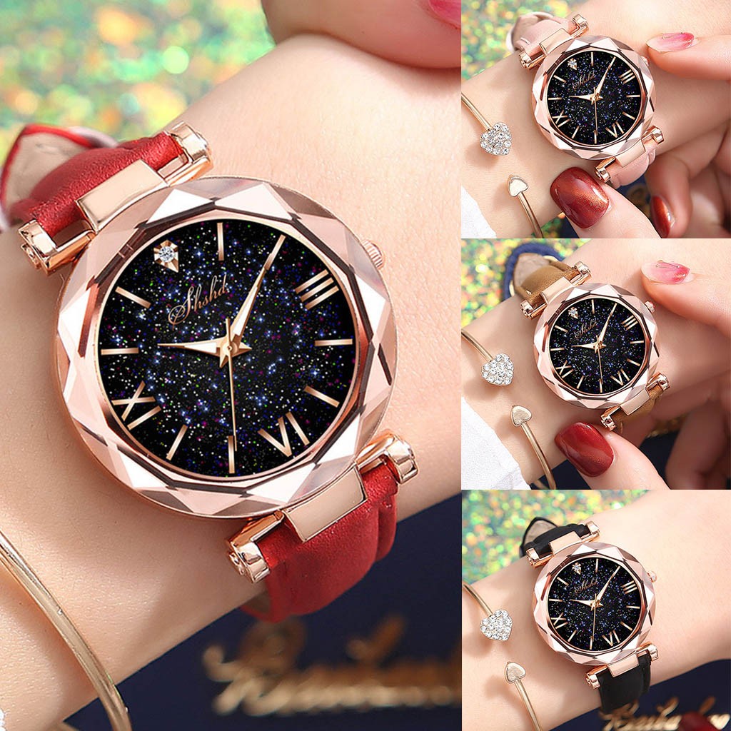 Luxury Women Watch Unisex Stars Starry Frosted Belt Watch Women Watches