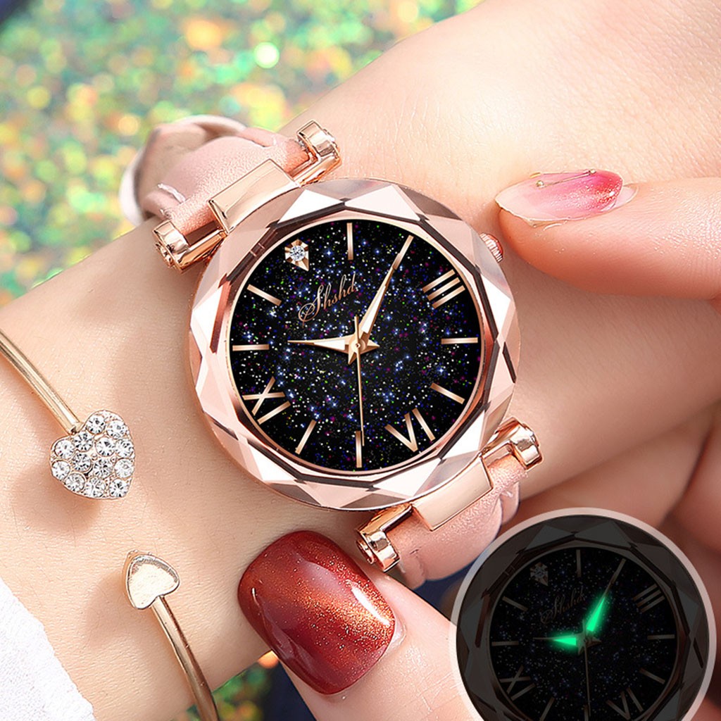 Luxury Women Watch Unisex Stars Starry Frosted Belt Watch Women Watches