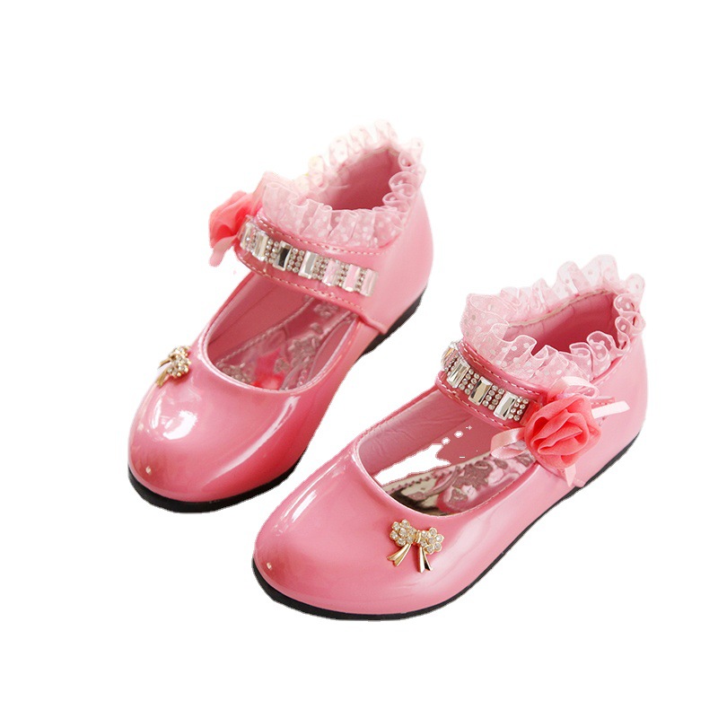 Girls new non-slip soft sole children's single shoes baby peas crystal girl princess Oxfords  Shoes Fast delivery within 1-5 days