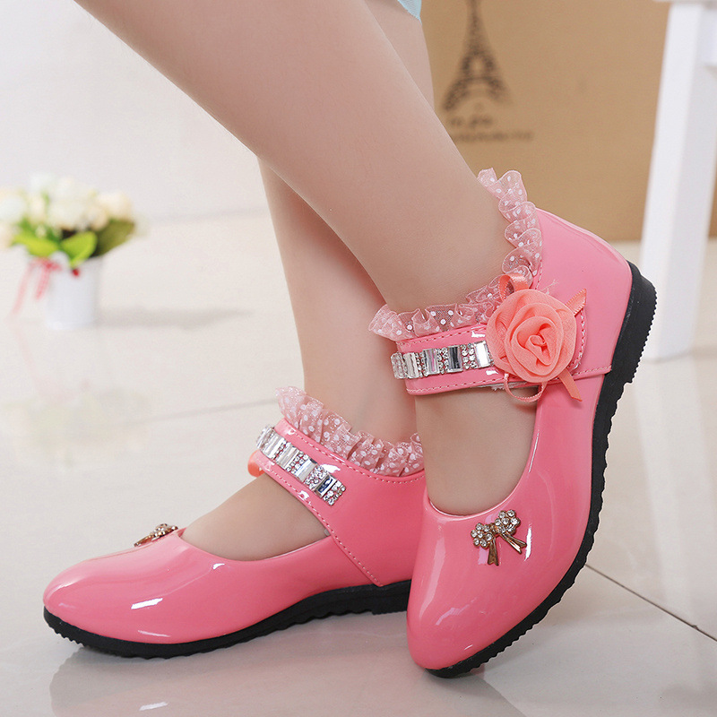 Girls new non-slip soft sole children's single shoes baby peas crystal girl princess Oxfords  Shoes Fast delivery within 1-5 days