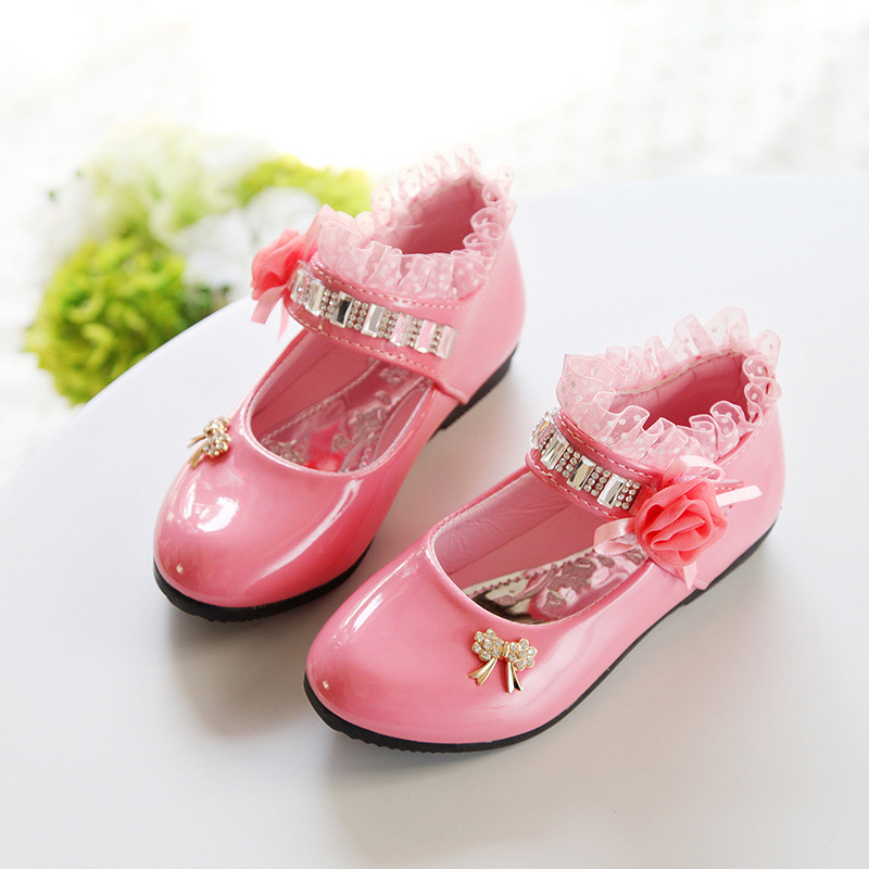 Girls new non-slip soft sole children's single shoes baby peas crystal girl princess Oxfords  Shoes Fast delivery within 1-5 days