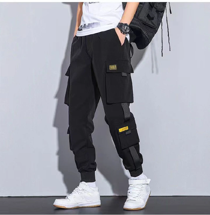 Men Style  Multi-pockets  Men's Trousers Sportwear Casual clothes  Men Pants Hip Hop Letter Ribbons Joggers Pants Pockets Tactical Casual  Fast delivery within 1-5 days ﻿