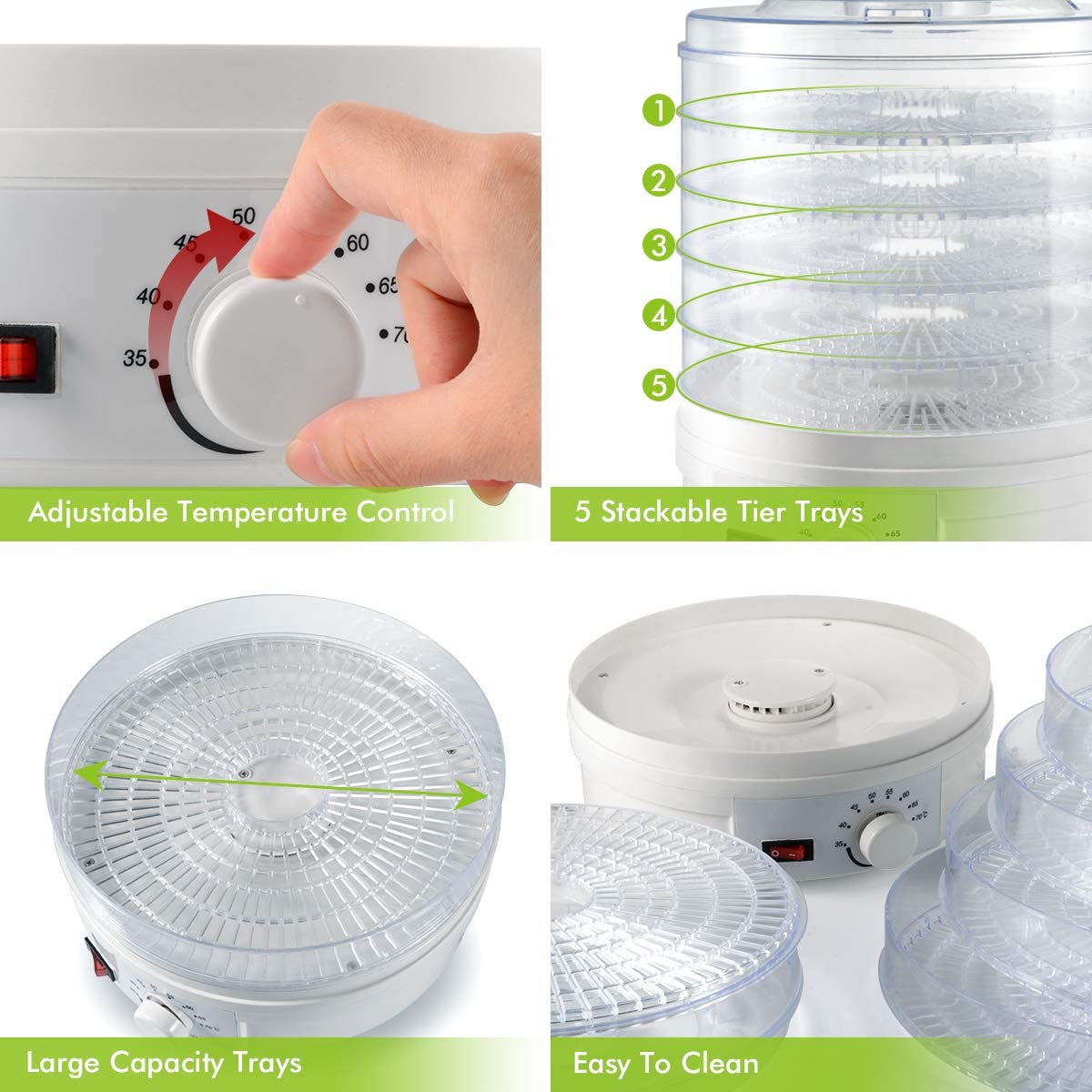 Food dehydrator fruit drying dish dryer vegetable electric 5 beef fruit meat
