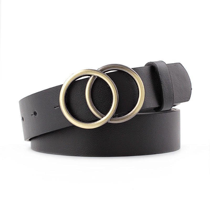 Double Ring Women Belt Fashion Buckle  For Ladies Leisure Dress Jeans Wild Waistband