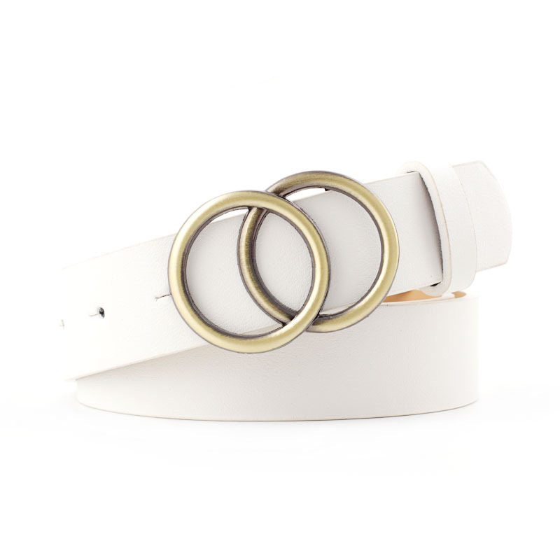 Double Ring Women Belt Fashion Buckle  For Ladies Leisure Dress Jeans Wild Waistband
