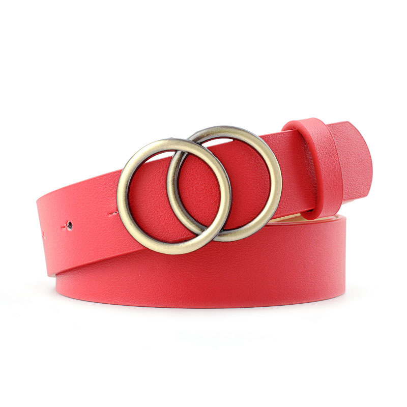 Double Ring Women Belt Fashion Buckle  For Ladies Leisure Dress Jeans Wild Waistband