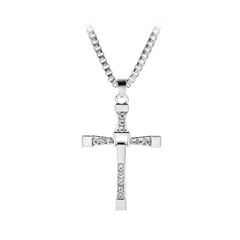 【8th anniversary】Fast and Furious 6 7 8 Hard Gas Actor Hip Hop Dominic Toretto Cross Pendant Chain Necklace for Men Friend Gift Jewelry Silver as picture