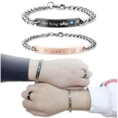 【Valentine gift】  Fashion popular couple bracelet bracelet her queen text love  holiday gift chain jewelry friends jewelry as picture 2 pcs