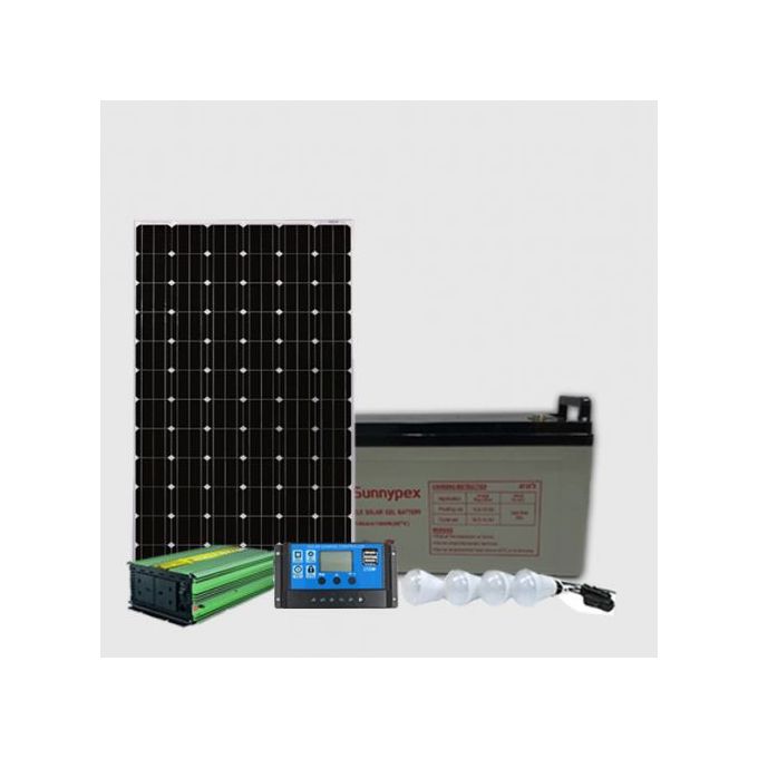 SOLAR FULLKIT100W SOLAR PANEL + 80AH BATTERY + 300W IVERTER+ 10 AMP CHARGE CONTROLLER + 4 BULBS