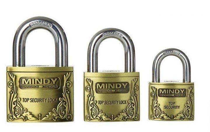 Top Anti-Burglar Security Padlock with 3 Keys Gold Medium