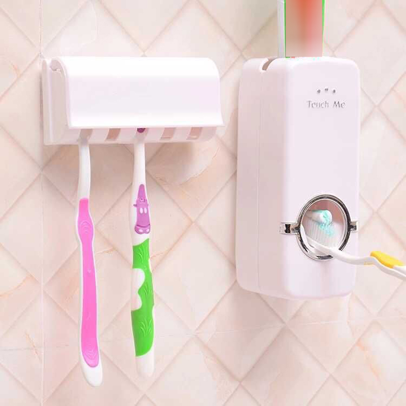 Toothbrush Holder Automatic Toothpaste Dispenser Holder Toothbrush Wall Mount Rack Bathroom Tools