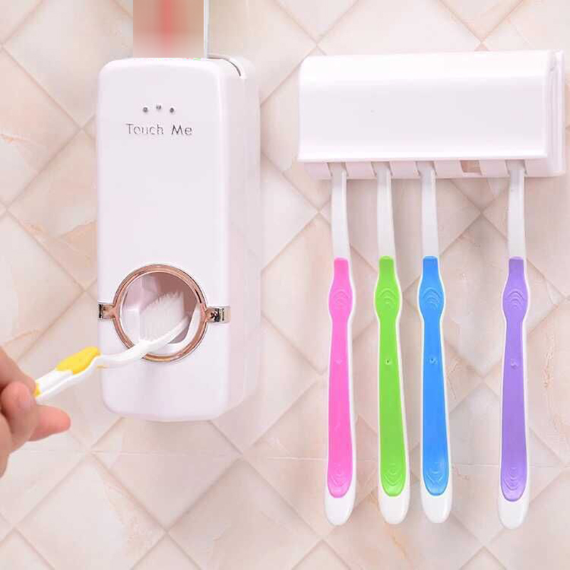 Toothbrush Holder Automatic Toothpaste Dispenser Holder Toothbrush Wall Mount Rack Bathroom Tools