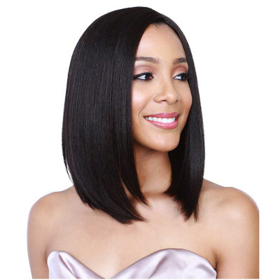 Western style wig Middle point bobo head Short straight hair Chemical fiber hair wig Headgear