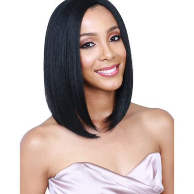 Western style wig Middle point bobo head Short straight hair Chemical fiber hair wig Headgear