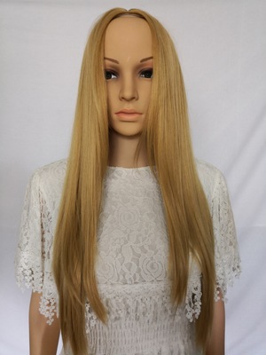 Western style wig Female midpoint Long straight hair Golden wig rose Mesh chemical fiber wig