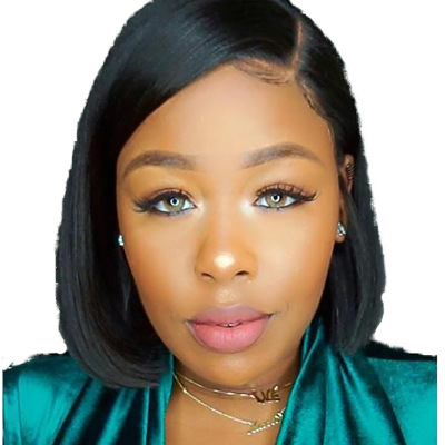 Western style Ms Bob head Short straight hair High temperature wire Chemical fiber hair cover wig