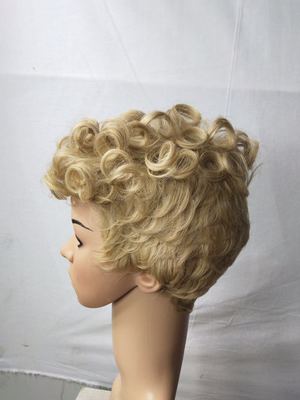 Western style wig Small volume short hair Headgear Golden Black person High temperature wire wig