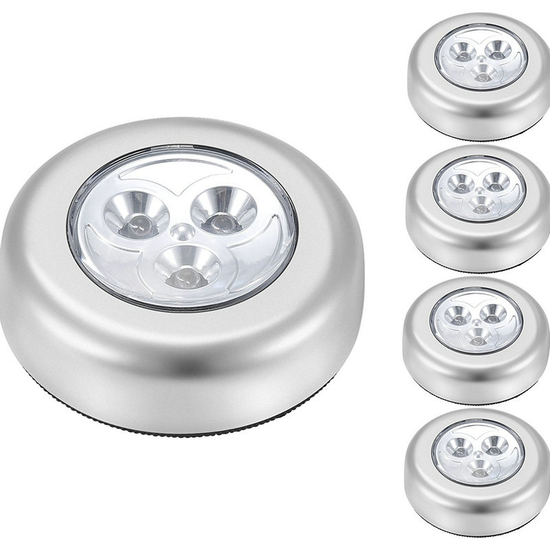 3 LED Battery Powered Wireless Night Light Stick Tap Touch Push Security Closet Cabinet Wall Lamp