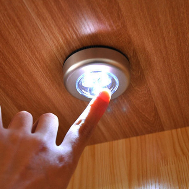 3 LED Battery Powered Wireless Night Light Stick Tap Touch Push Security Closet Cabinet Wall Lamp