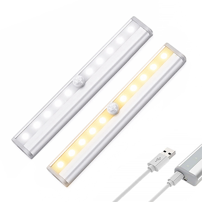 human body Light control Induction light 10LED Strip Aluminum Cabinet Light  wardrobe Night light