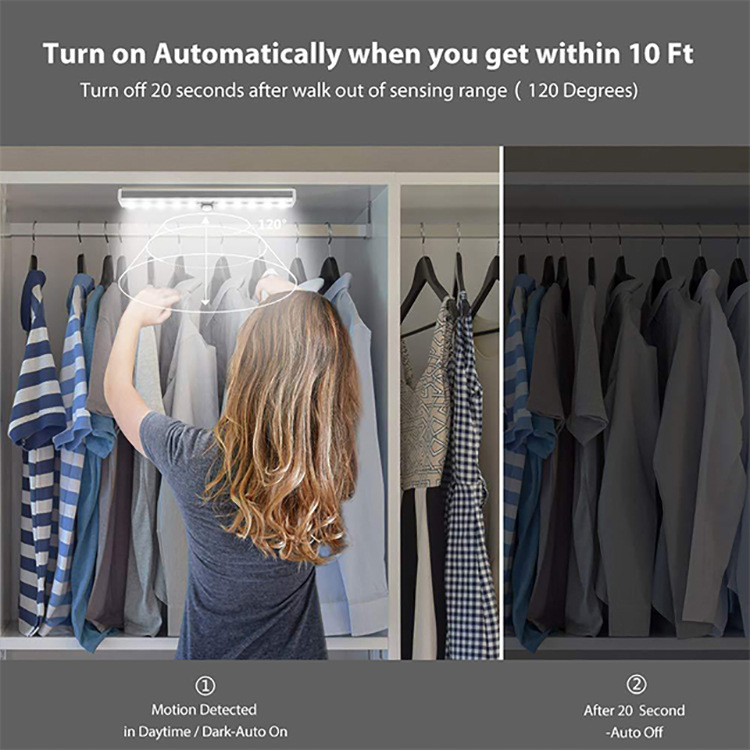 human body Light control Induction light 10LED Strip Aluminum Cabinet Light  wardrobe Night light