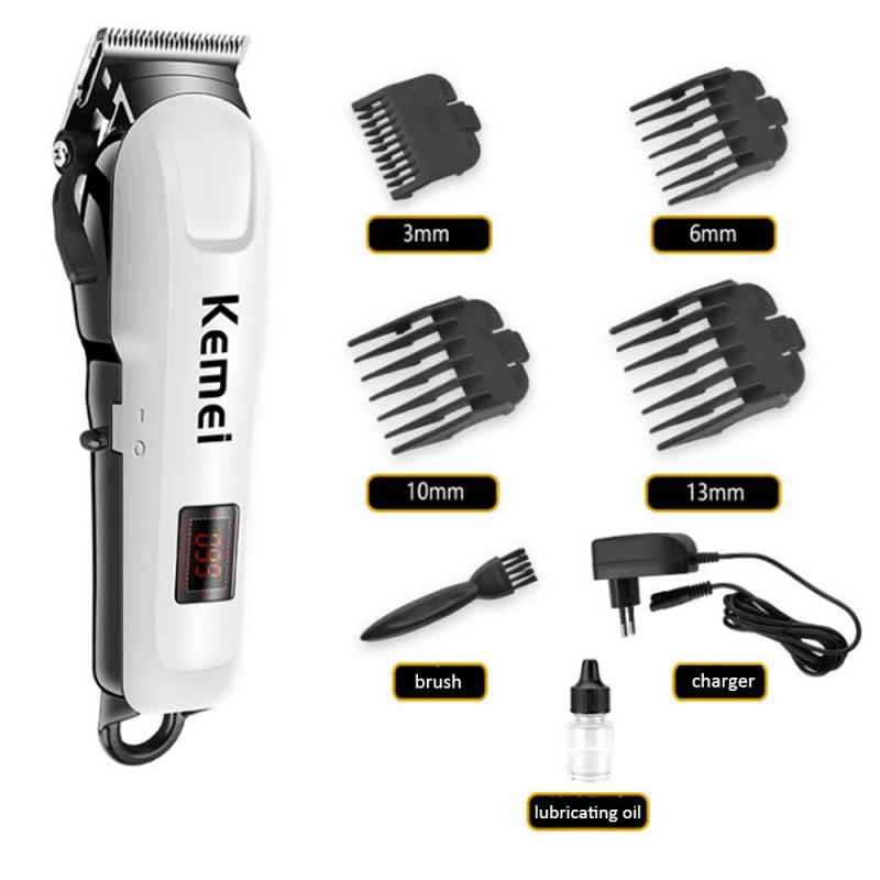 KM-809A Professional Electric Hair Clipper Rechargeable Men&apos;s Trimmer LCD Haircut Machine