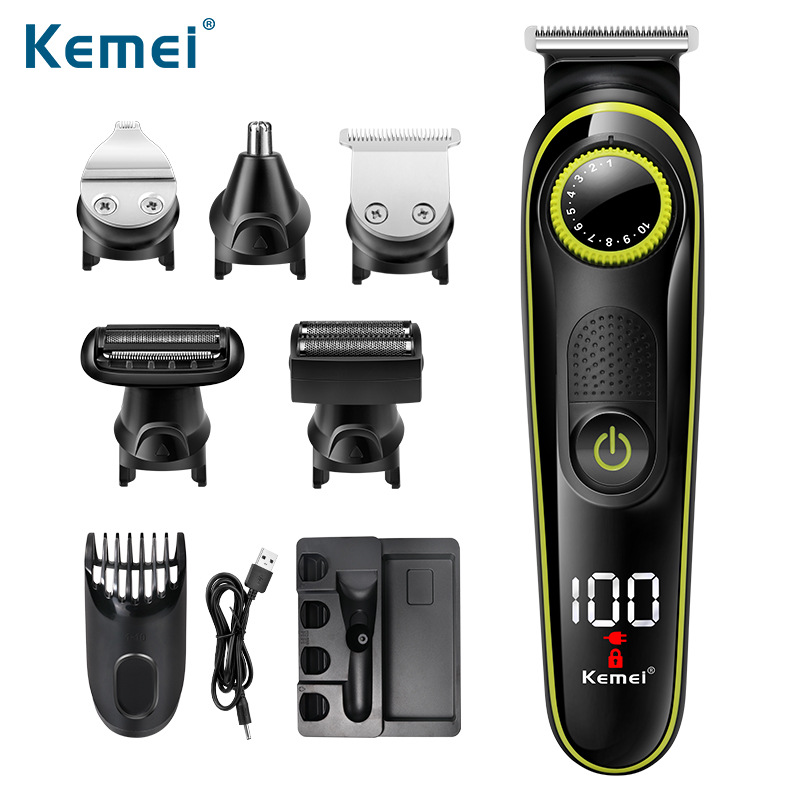 KM-696 Hair  Electric Hair Clippers Multifunctional USB Rechargeable Shaver LED Display