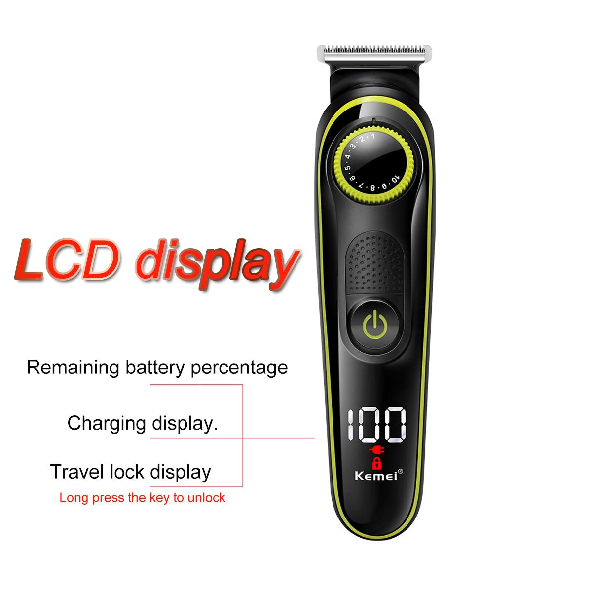 KM-696 Hair  Electric Hair Clippers Multifunctional USB Rechargeable Shaver LED Display