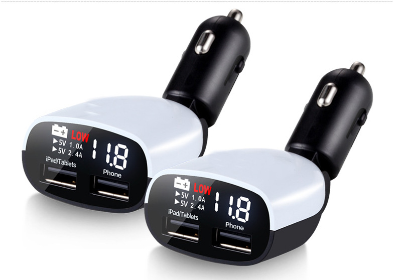 Digital display Car charger With LED Voltage Current display Car charger 3.4A Dual usb Car charger