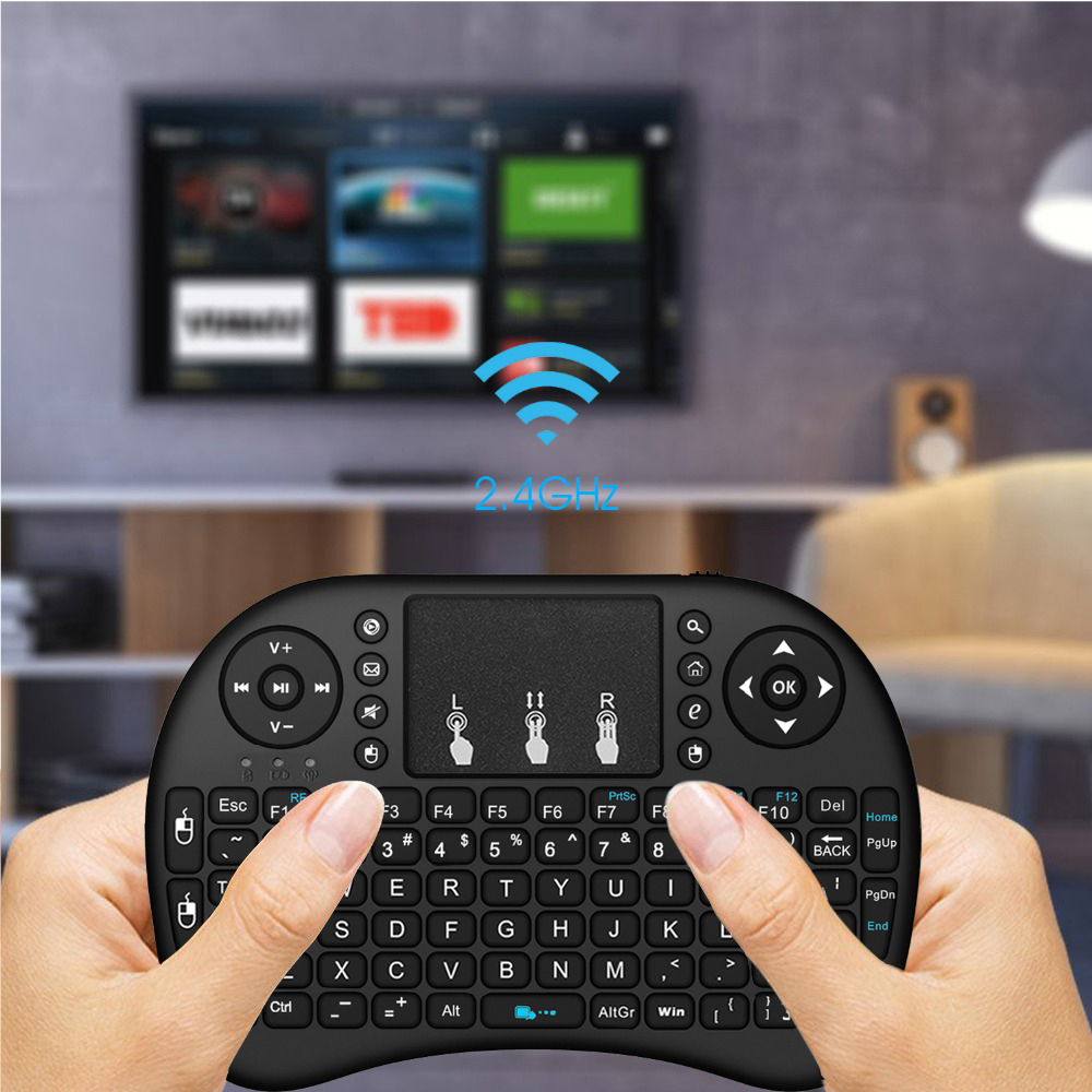 i8 keyboard backlit English Russian Spanish Air Mouse 2.4GHz Wireless Keyboard Touchpad