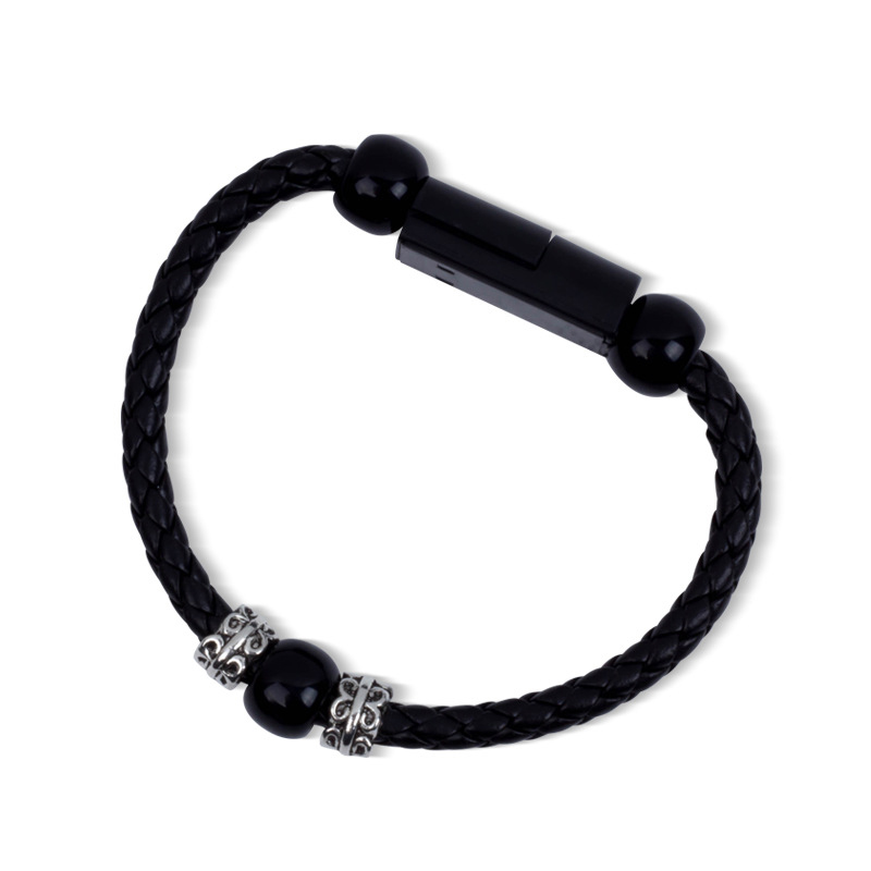 Creativity Pu leather rope Buddha beads USB Be applicable Cell phone Recharge Bracelet Data line
