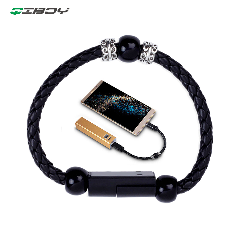 Creativity Pu leather rope Buddha beads USB Be applicable Cell phone Recharge Bracelet Data line