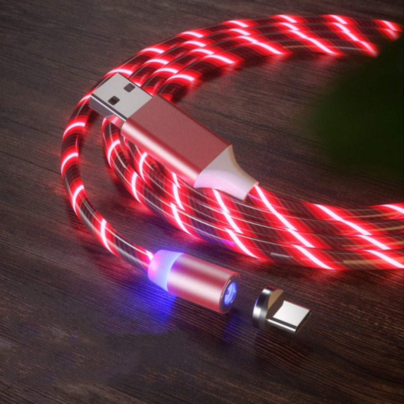 LED Lighting Fast Charging Magnetic USB Type C Cable Magnetic Cable USB Micro Charger Cable Wire