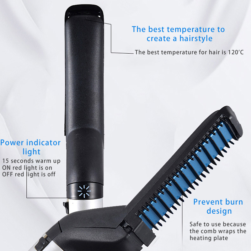 Multifunctional Hair Comb Brush Beard Hair Straighten Comb Quick Hair Styler For Men