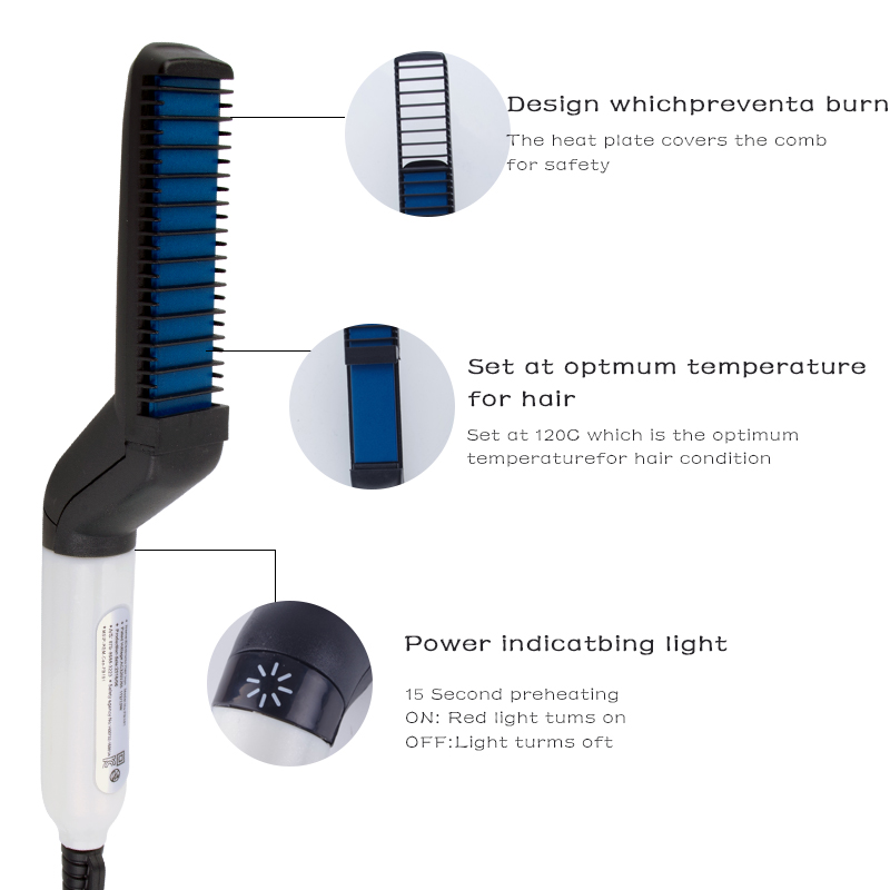 Multifunctional Hair Comb Brush Beard Hair Straighten Comb Quick Hair Styler For Men