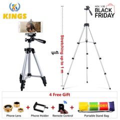 35-inch Lightweight Camera Mount Tripod Stand Phone With Bluetooth Remote Lens and Bag Accessories & Parts silver One size