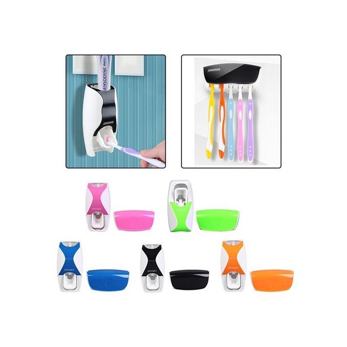 Toothpaste Dispenser + Toothbrush Holder Set- Assorted