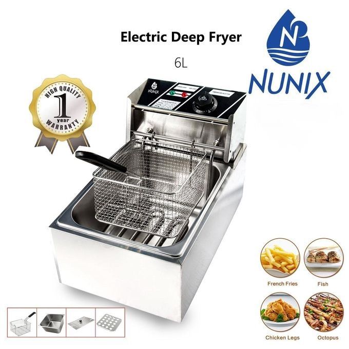 Nunix Commercial Stainless Steel Electric Deep Fryer 6 Litres