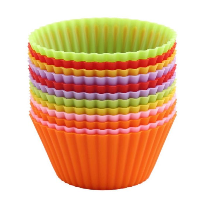 12 pcs Silicone Cake Muffin Chocolate Cupcake Liner Baking Cup Cookie Mold colorful