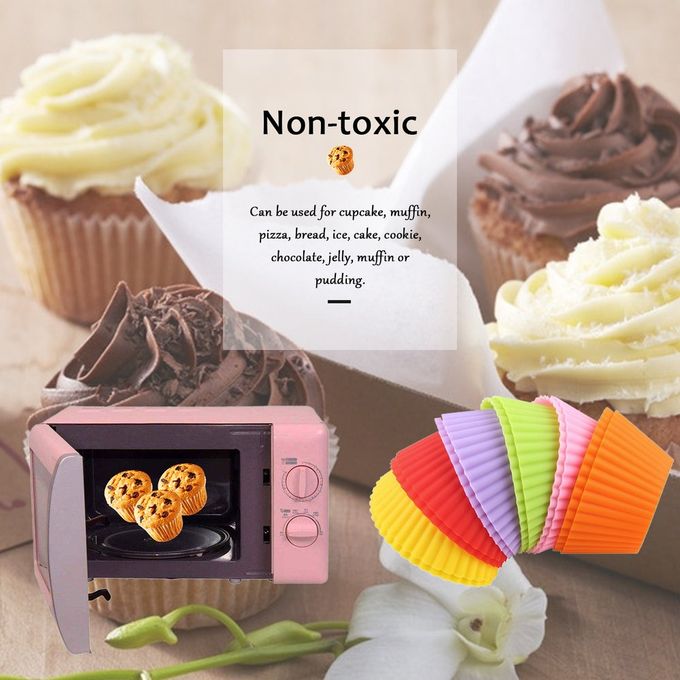 12 pcs Silicone Cake Muffin Chocolate Cupcake Liner Baking Cup Cookie Mold colorful