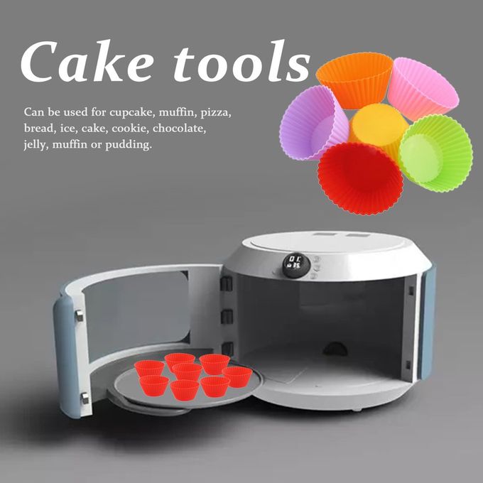 12 pcs Silicone Cake Muffin Chocolate Cupcake Liner Baking Cup Cookie Mold colorful