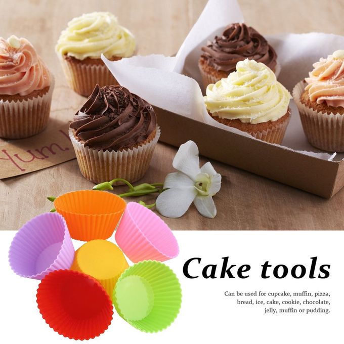 12 pcs Silicone Cake Muffin Chocolate Cupcake Liner Baking Cup Cookie Mold colorful
