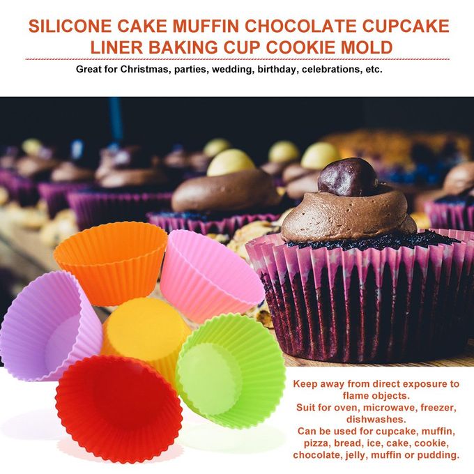 12 pcs Silicone Cake Muffin Chocolate Cupcake Liner Baking Cup Cookie Mold colorful