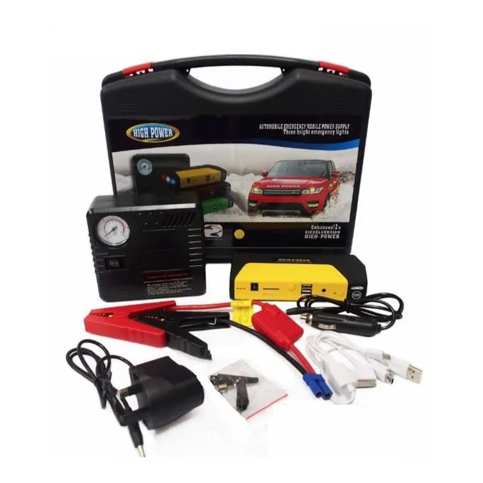 Convenient and Reliable Portable Car Jump Starter Kit with Built-in Tyre Inflator and Air Compressor for On-the-Go Emergencies and Roadside Assistance