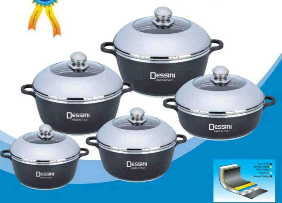 Discounted! Original 10pcs Dessini Durable Italian- 10 piece Non-Stick DieCast Cooking Pots cookware