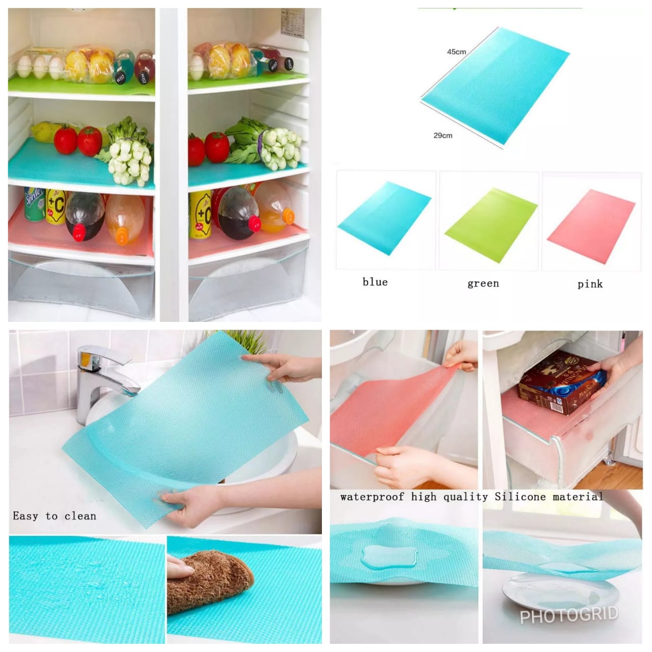4Pcs/set Fridge Waterproof Mats Refrigerator Pad Table Cabinet